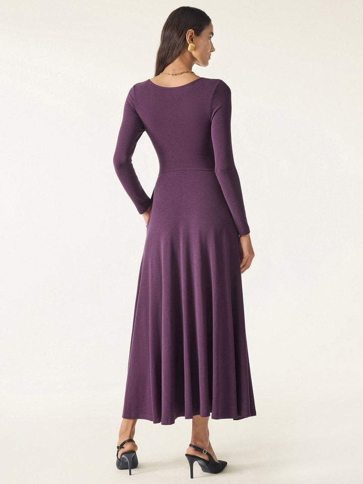 LiteWarm Flowy Diamond Neck Maxi Brami Dress with Pockets