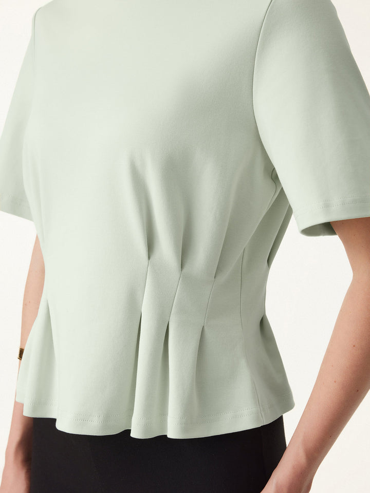 Crewneck Short Sleeve Cinched Waist Tee