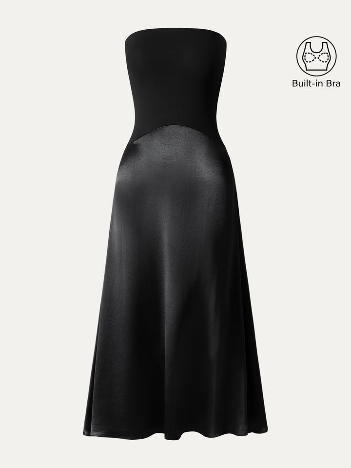 Midnight Acetate Non-slip Strapless Midi Brami Dress Black XS
