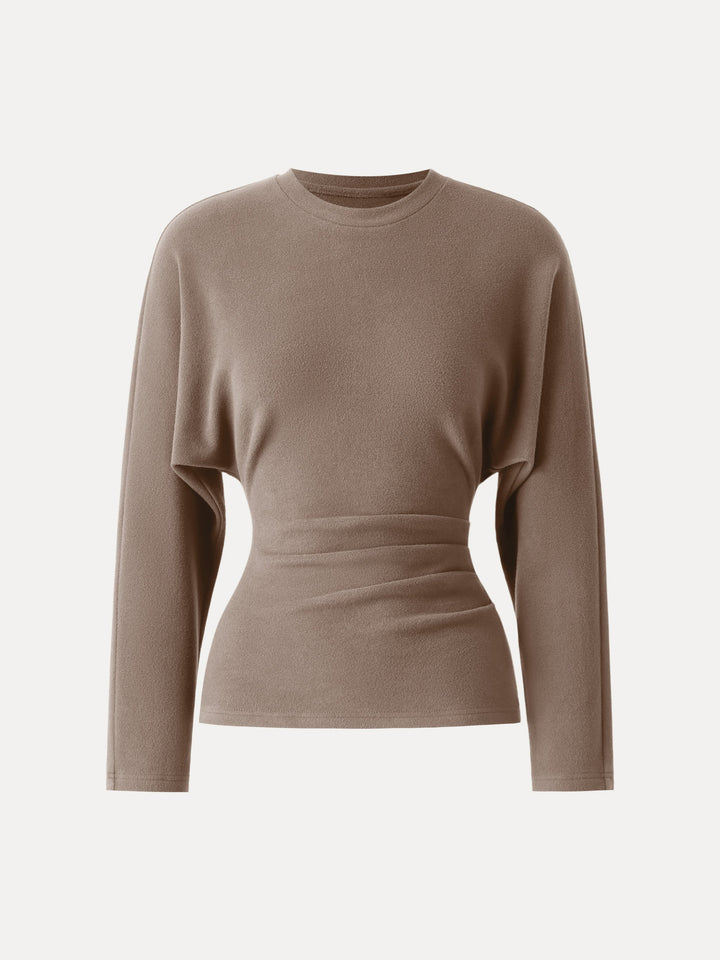 MaxWarm Crewneck Tucked Waist Batwing Sleeve Top Cork XS