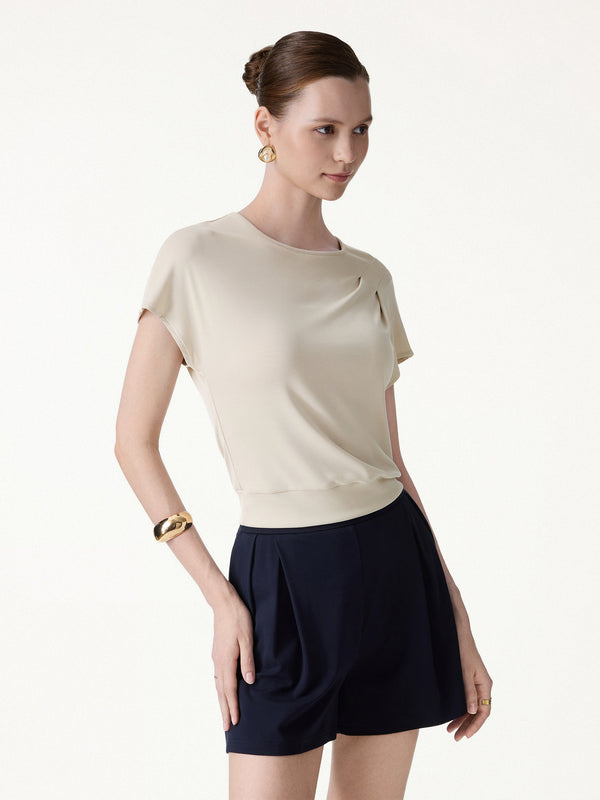 OGLmove Sandwashed Relaxed Round Neck Cap Sleeve Tee Morning Mist XS