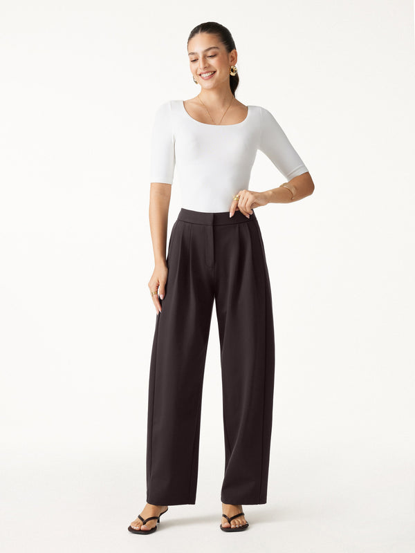 OGLmove Ponte Low-Rise Ankled Barrel Pants with Pockets