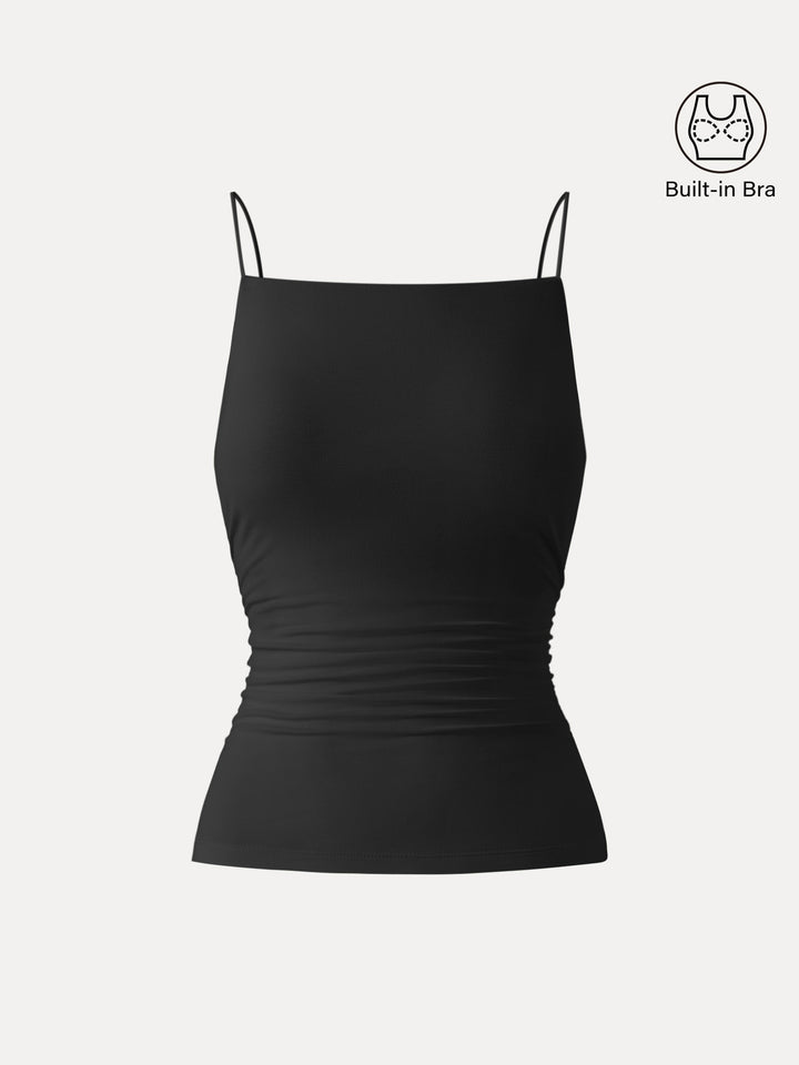 Ultrasoft Side Ruched Spaghetti Brami Black XS