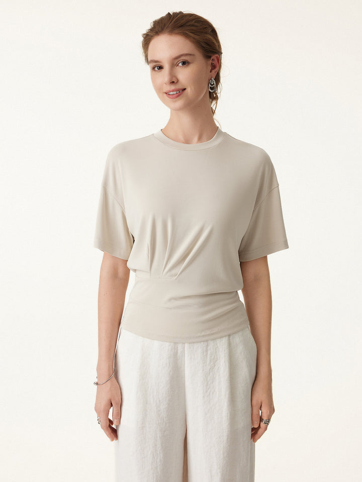 Sandwashed Crewneck Short Sleeve Tucked Tee