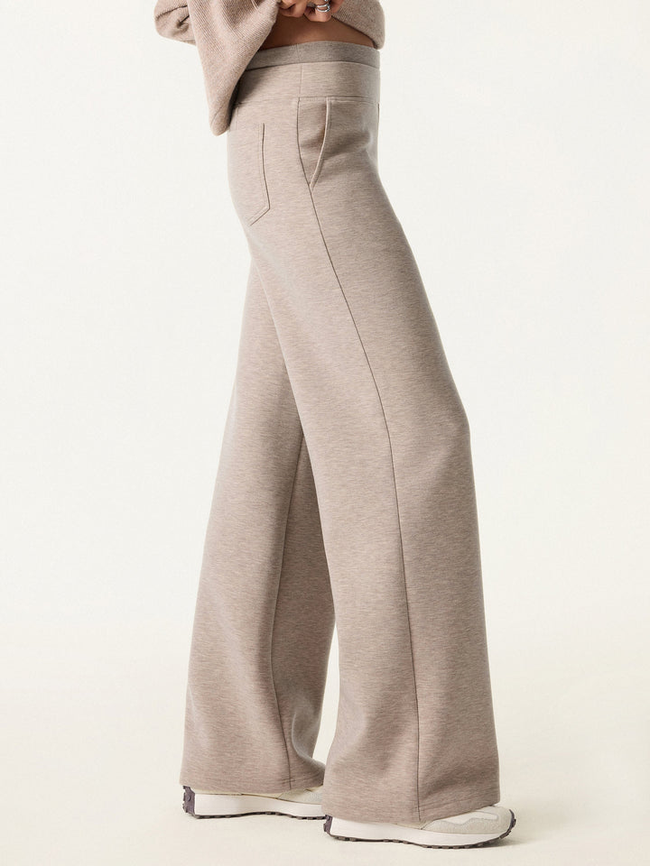 Double Waistband Straight Leg Pants with Pockets