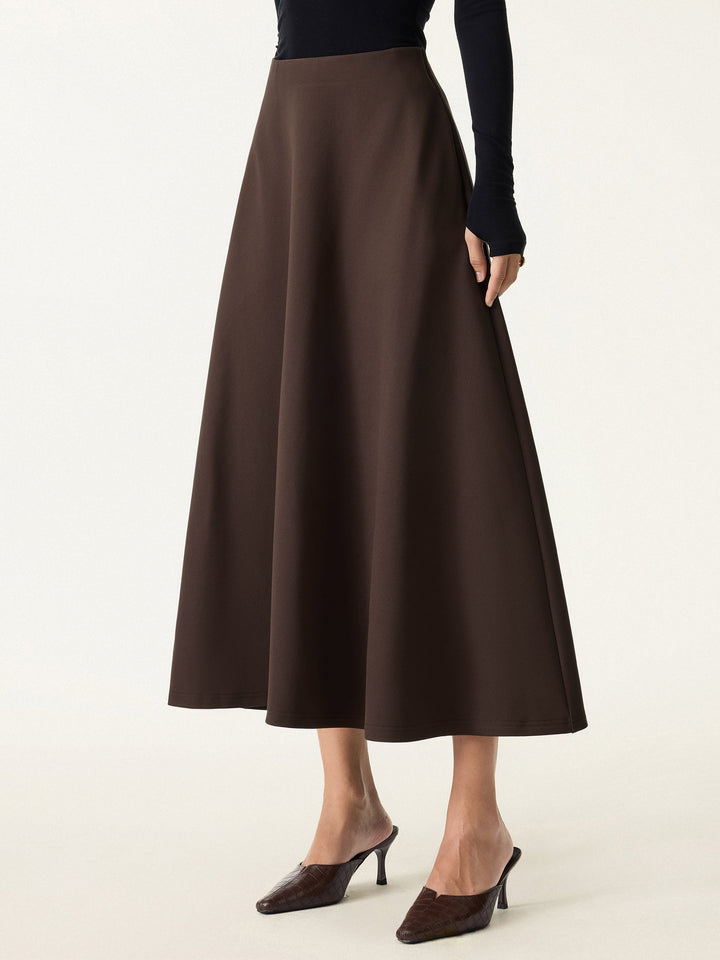 Wrinkle-Resistant High Rise Pull-on Maxi Skirts with Pockets