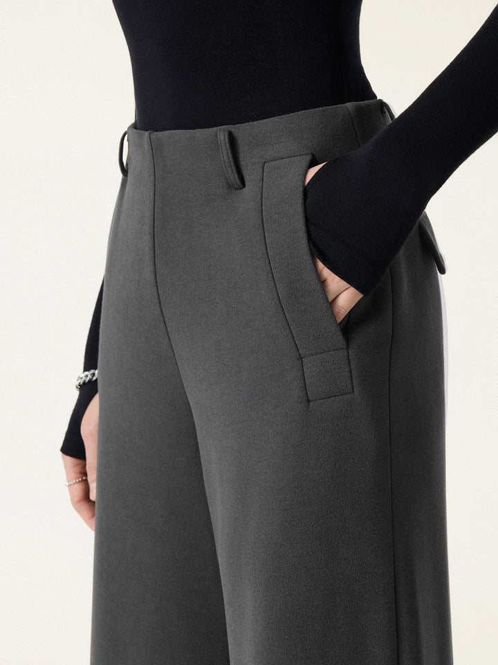 Tummy-Control Mid Rise Ultra-Wide Leg Pants with Pockets