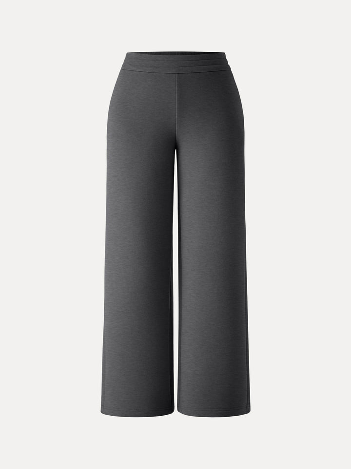 Cozy Warm High Rise Straight Leg Pull-on Pants with Pockets Petite Heather Black
