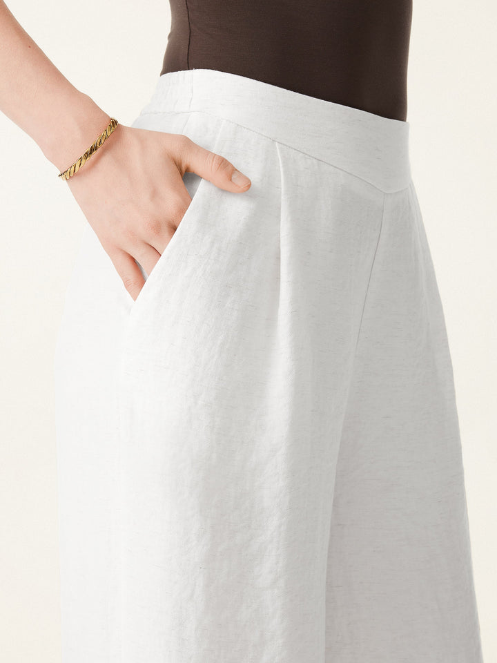 Breezy Linen Mid Rise Wide Leg Pant with Pockets