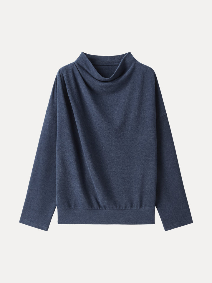 Cozy Relaxed Mockneck Top with Banded Hem