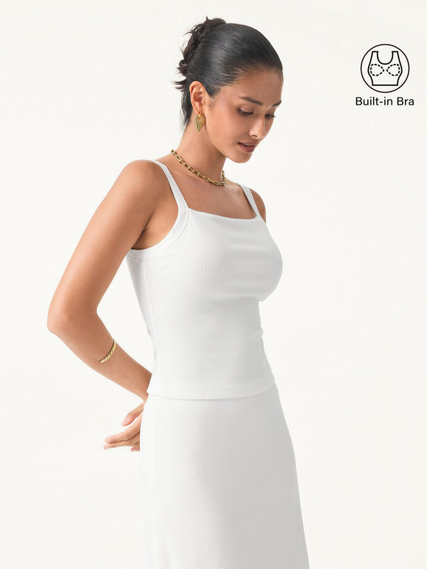 2Pcs Set Stretch Cotton Pointelle Wide Straps Brami Tank