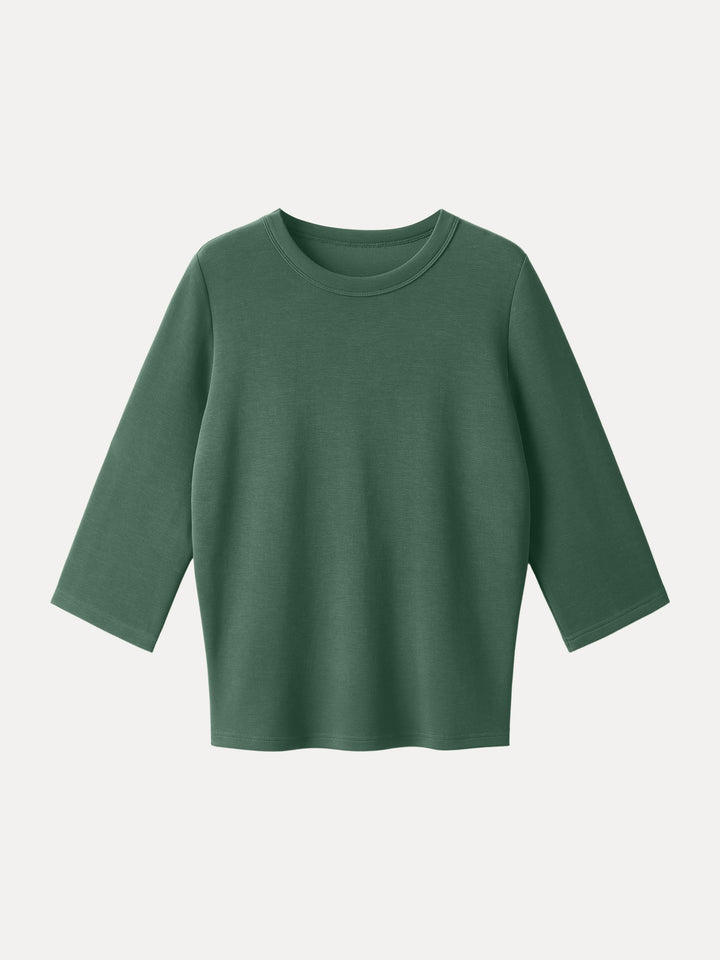 Sandwashed Spacer Crewneck 3/4 Sleeve Top