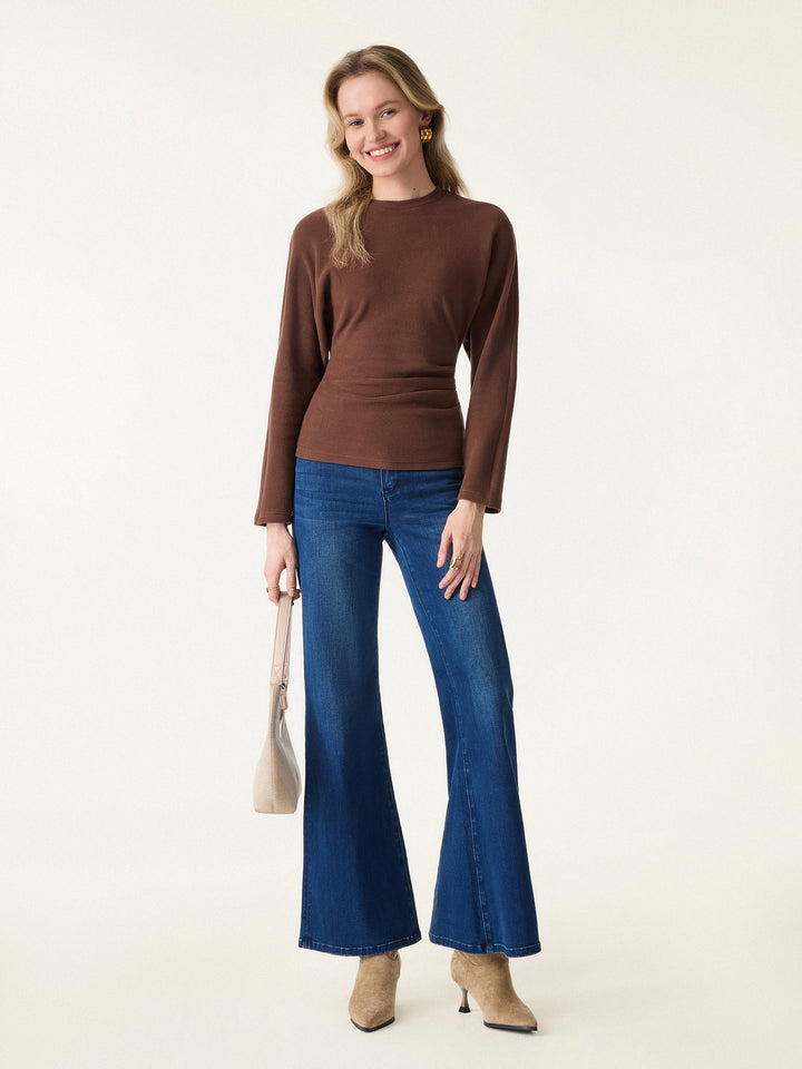 MaxWarm Crewneck Tucked Waist Batwing Sleeve Top