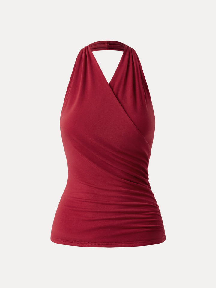 Buttery Smooth Surplice Halter Neck Sculpt Tank