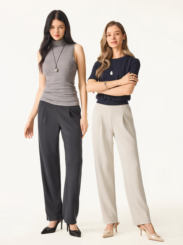 OGLmove Sandwashed Spacer Mid Rise Straight Leg Pull-on Trousers with Pockets