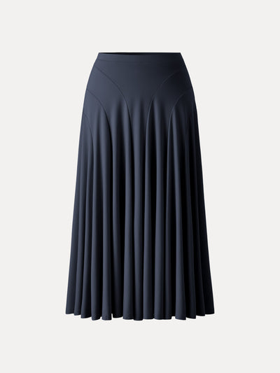 Flowy Drapey Mid Rise Midi Skirt Midnight Navy XS