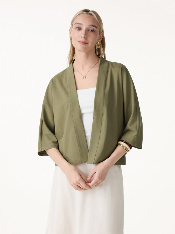 OGLmove Lyocell-Linen 3/4 Sleeve Cardigan
