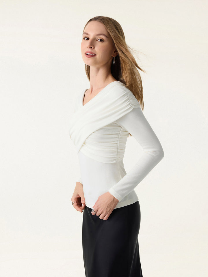 Ruched V-Neck Surplice Brami