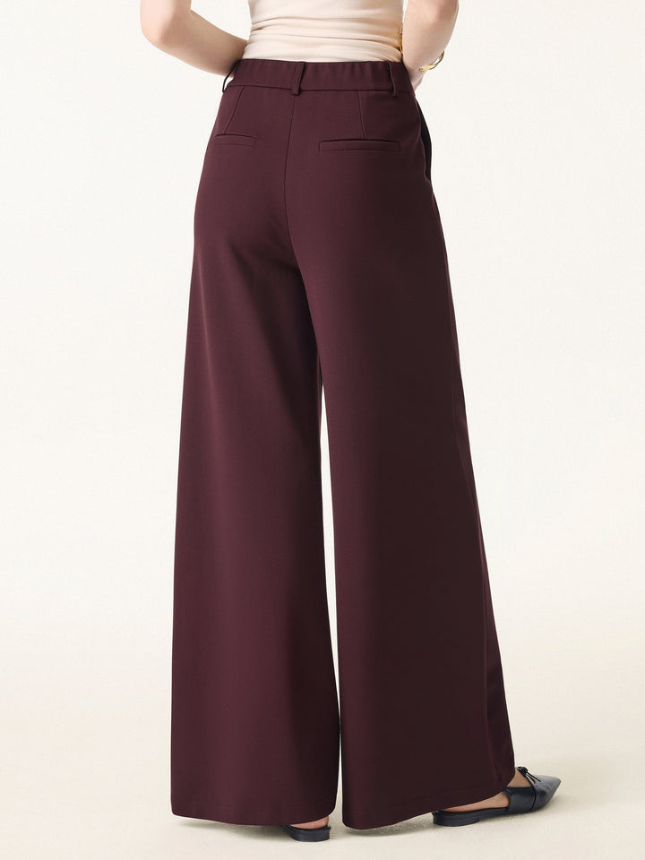 Mid Rise Wide Leg Pull-on Pants with Pockets