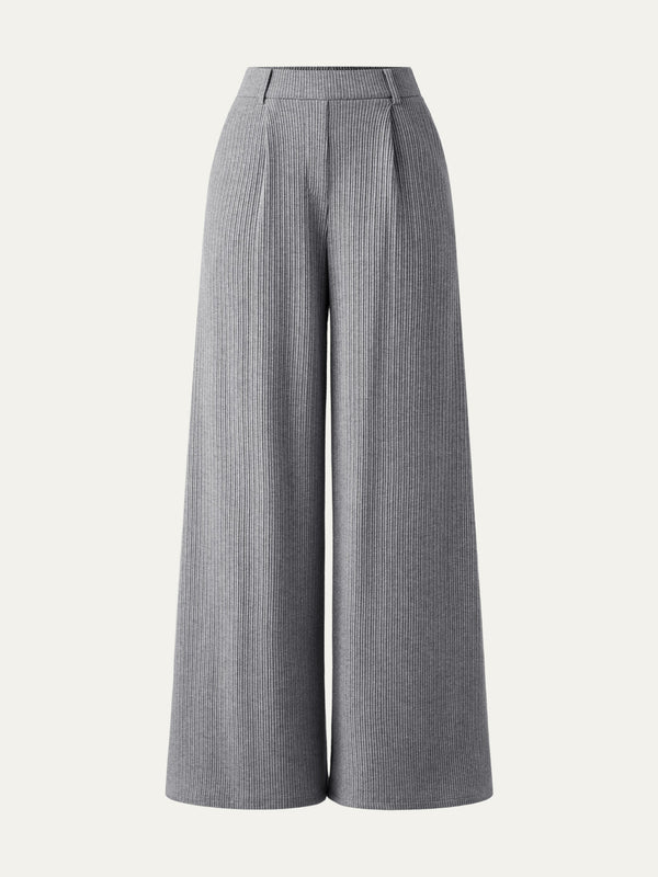 High Waisted Plicated Wide Leg Pant Heather Carbon XS