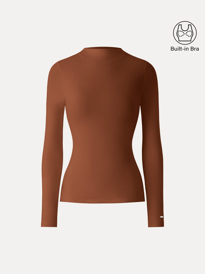 MaxWarm Brushed Mockneck Long Sleeve Brami Rust XS