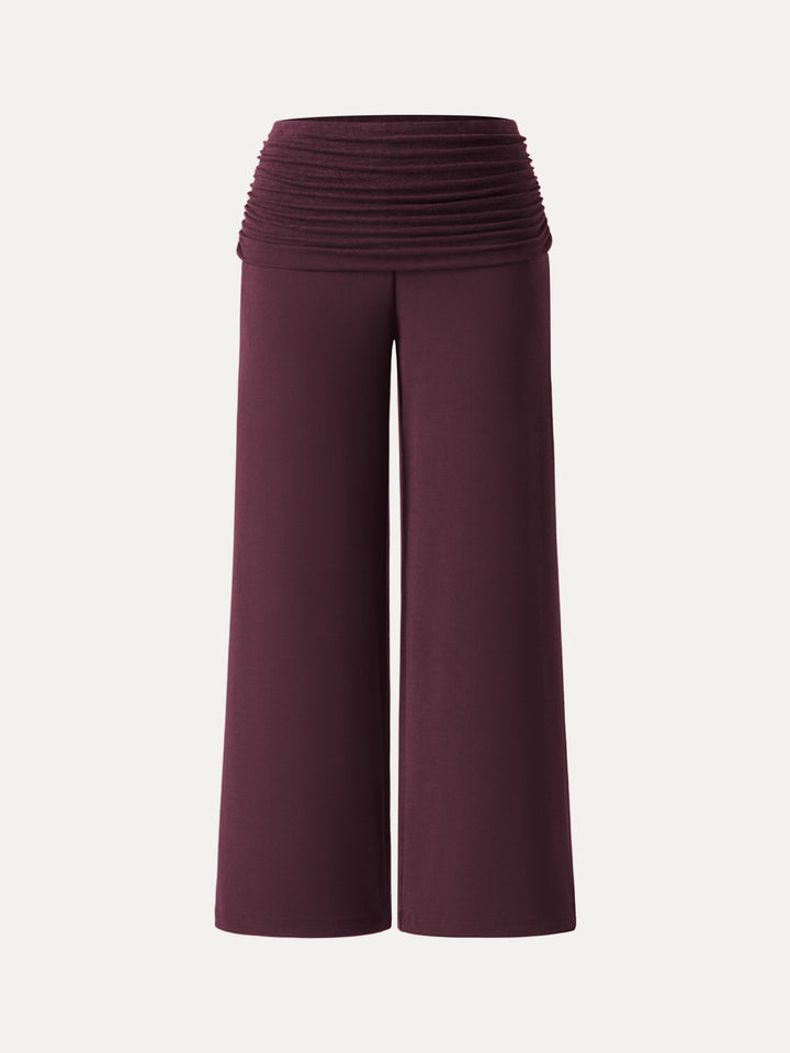 Non-Itchy Wool Blend Drapey Wide Leg Pull-on Pants with Pockets Ruby Berry XS