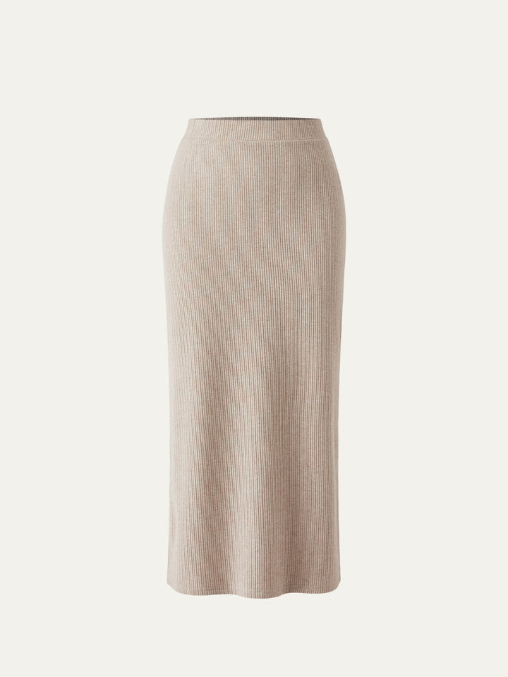 High Waisted Split Hem Midi Skirt