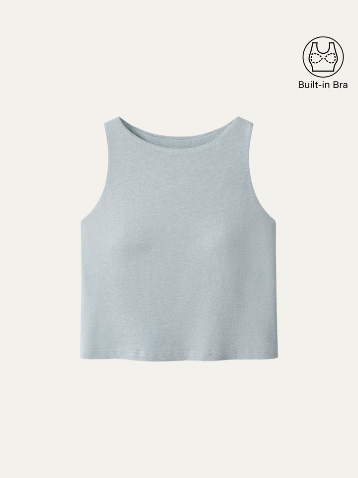 Cotton-Linen-Luxe Cropped Boatneck Brami Tank