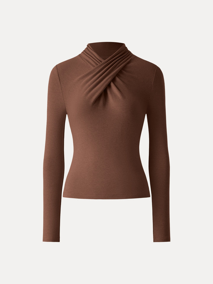 ProWarm Twisted Mockneck Long Sleeve Top Sweet Hazelnut XS