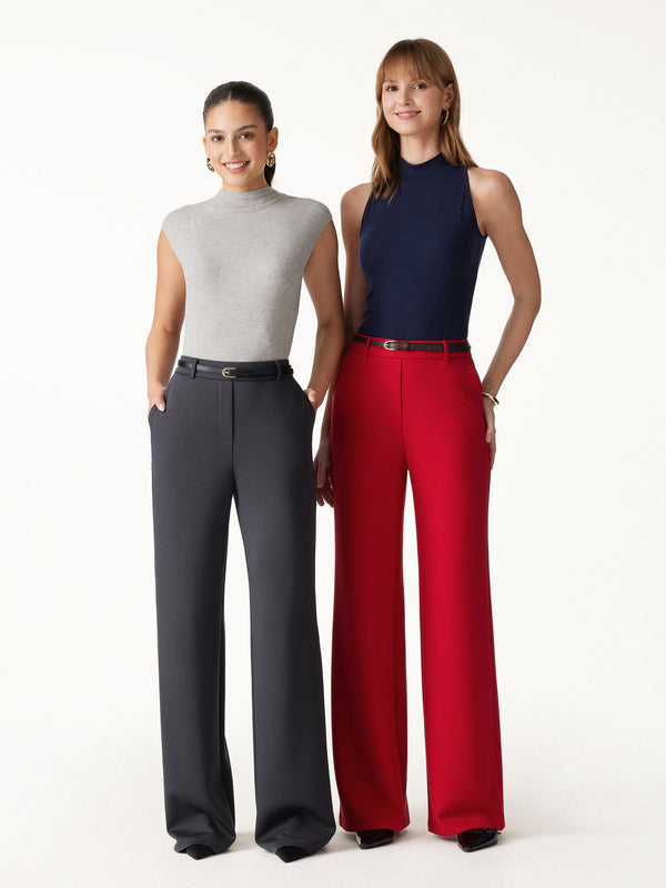 OGLmove TravelEase Lyocell Spacer High-Rise Wide Leg Pants with Pockets