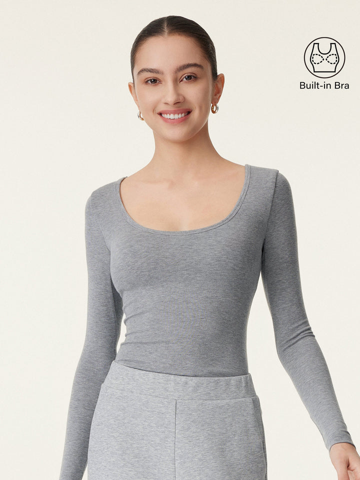 Scoop Neck Long Sleeve New Airy Brami Heather Grey M