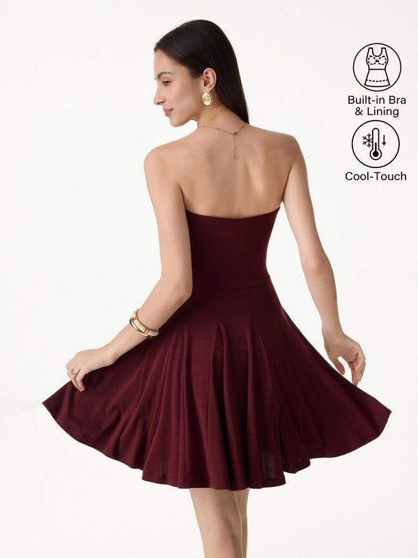 OGLmove Bandeau Godet Circle Flare Mini Bra Dress