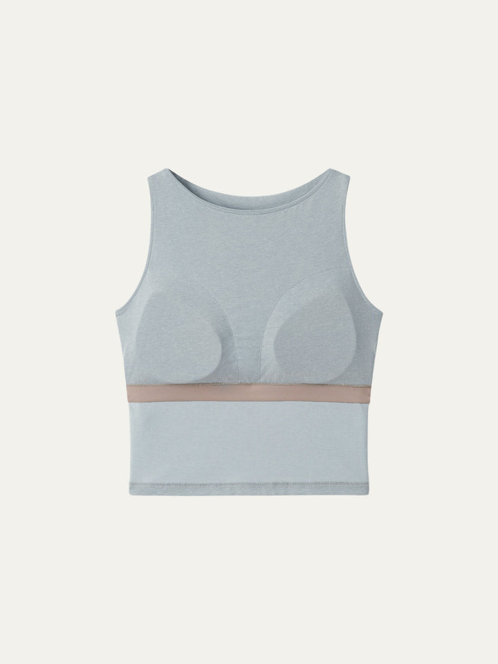 Cotton-Linen-Luxe Cropped Boatneck Brami Tank