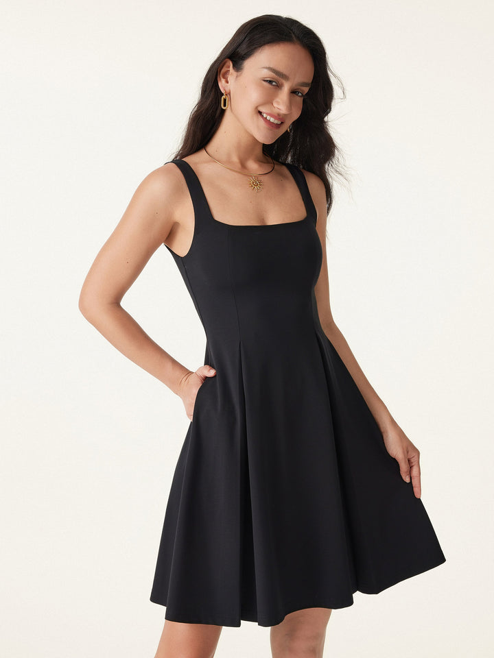 Square Neck Fit-and-flare Mini Brami Dress