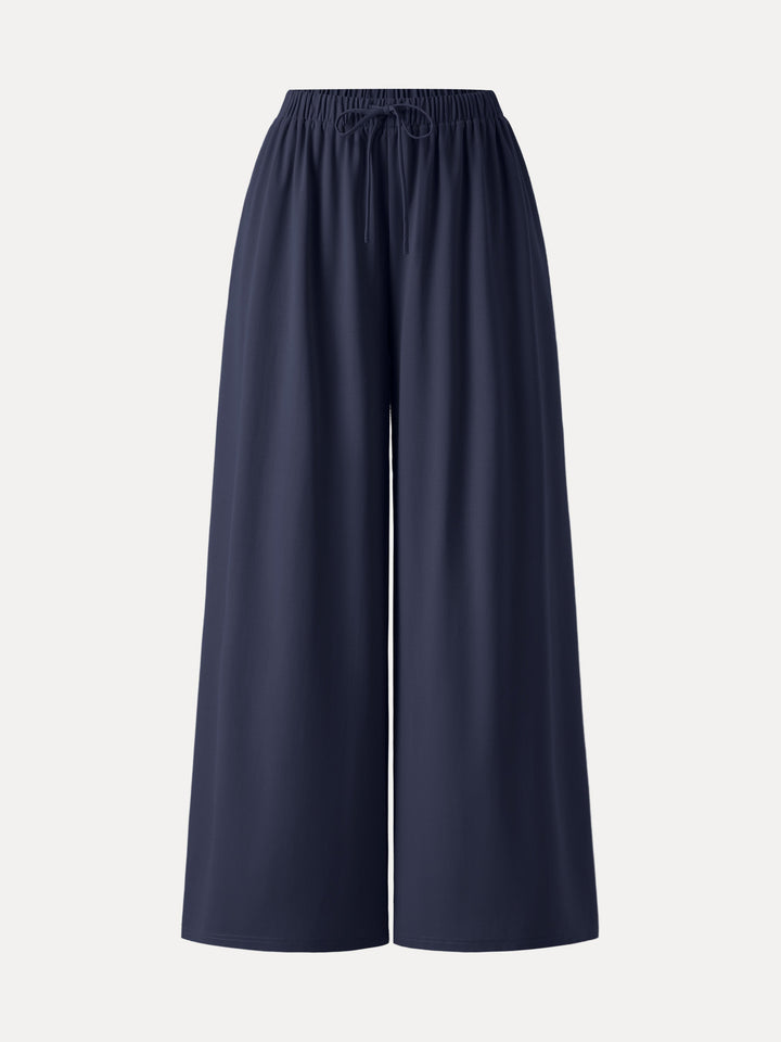 Stretch Ponte Mid Rise Palazzo Pants with Pockets