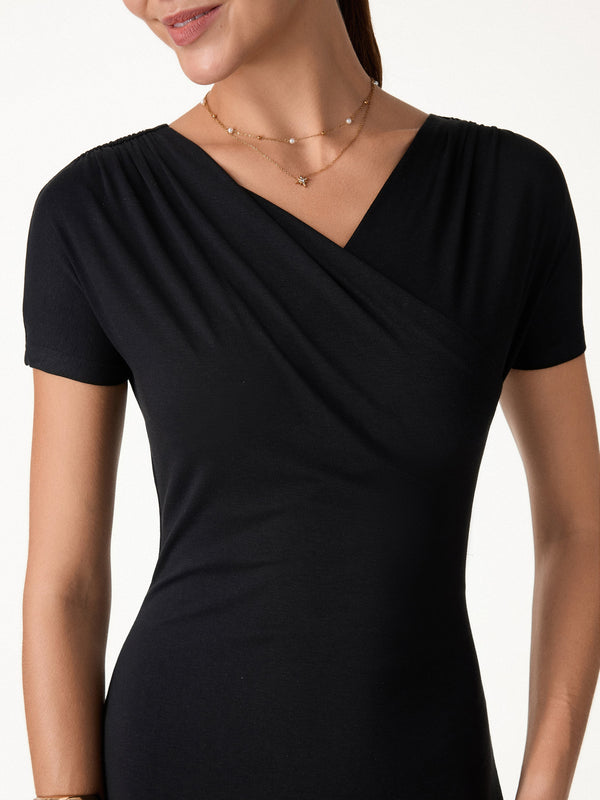 OGLmove Surplice Short Sleeve Midi Dress