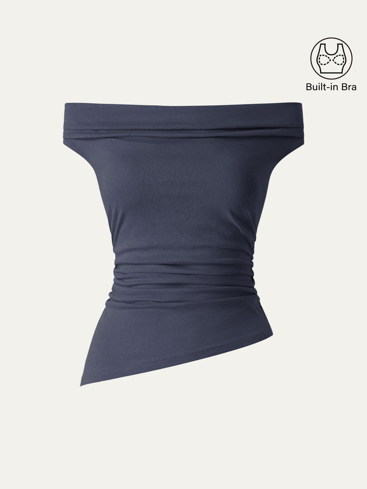 Cold Shoulder Cotton-Linen Gathered New Airy Brami