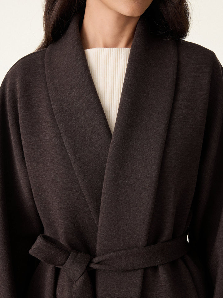 Timeless Shawl Neck Belted Outerwear with Pockets