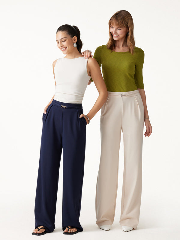 OGLmove Ponte High-Rise Wide-Leg Pants with Pockets