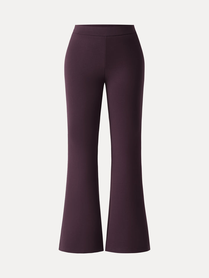Slimming Ponte High Rise Pull-on Flared Pants Petite Raisin Purple