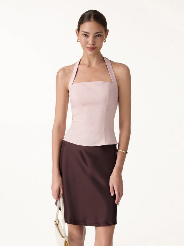 OGLmove Halter Neck Smocked Top Tea Rose Pink XS