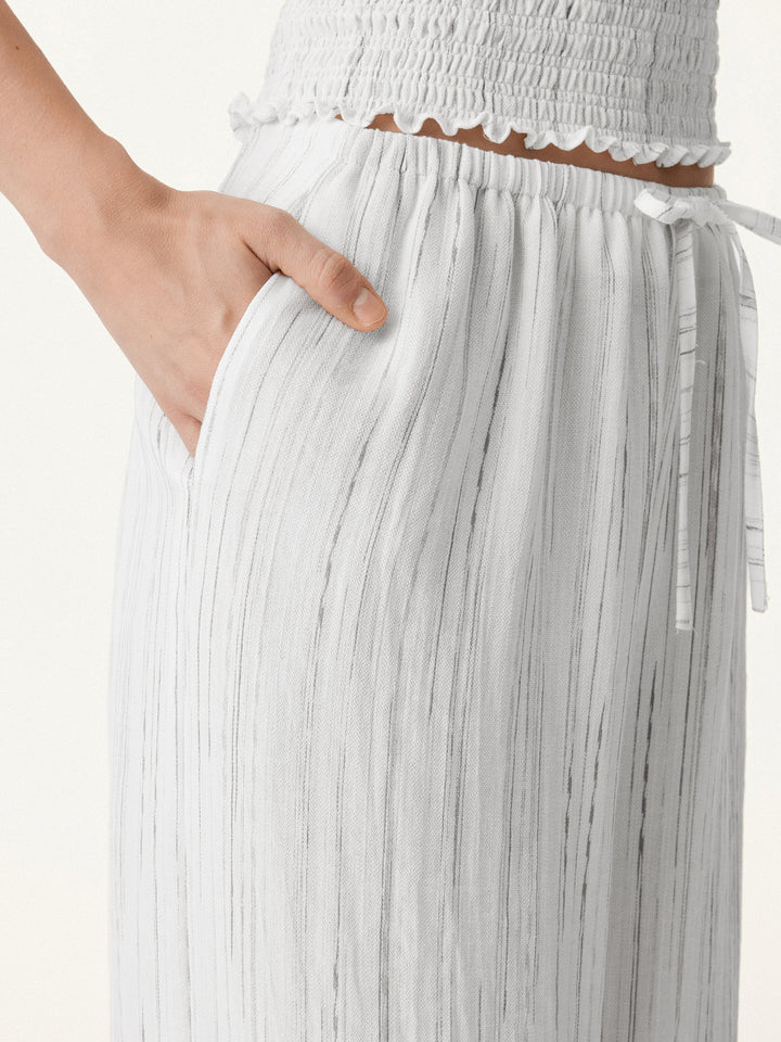 2Pcs Set Striped Adjustable Spaghetti Brami & Striped Wide Leg Pants with Pockets