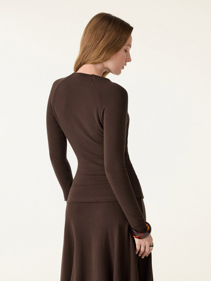 ProWarm Ruched Surplice V-neck Long Sleeve Top