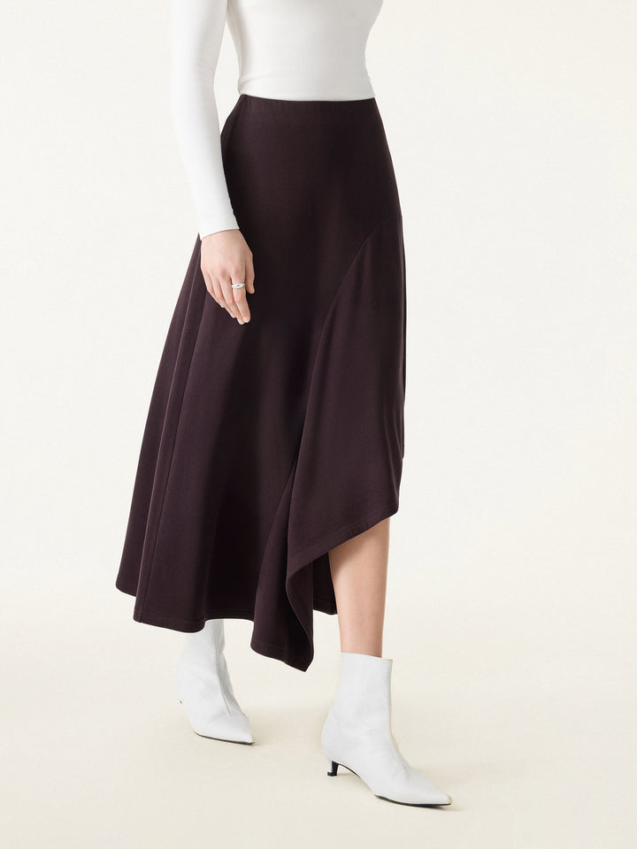 Flowy A-line Asymmetrical Midi Skirt