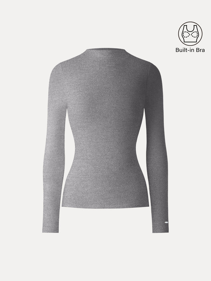 MaxWarm Brushed Mockneck Long Sleeve Brami Heather Grey XS