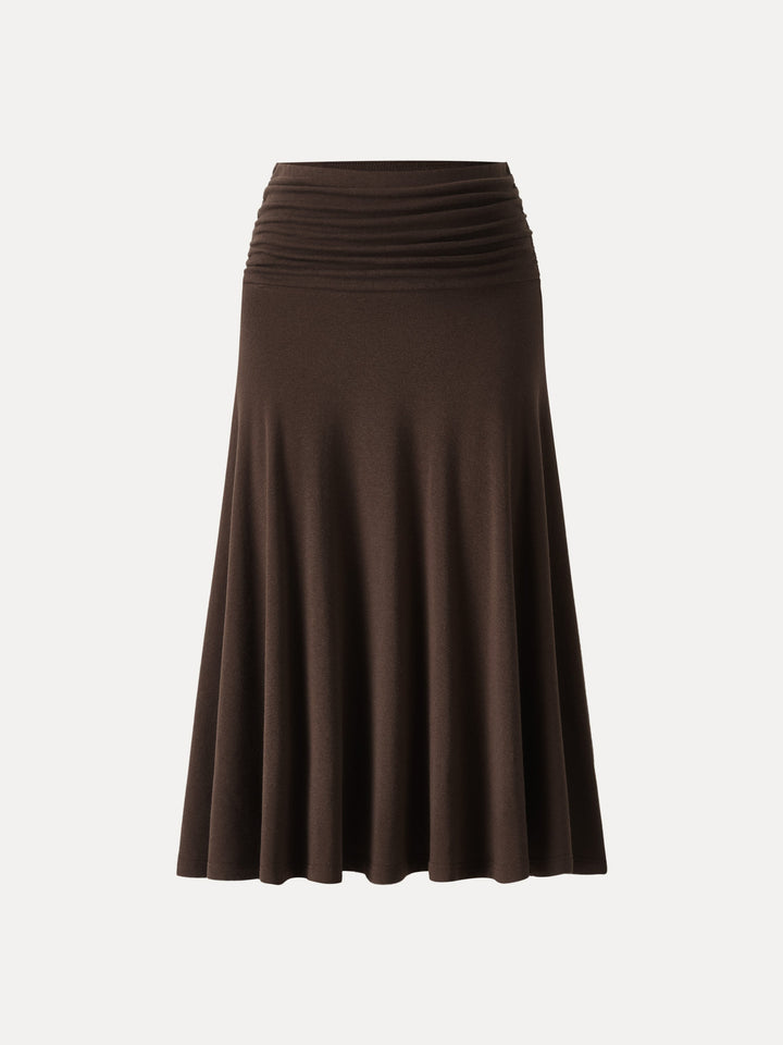 ProWarm Ruched Waist Circle Flared Midi Skirt