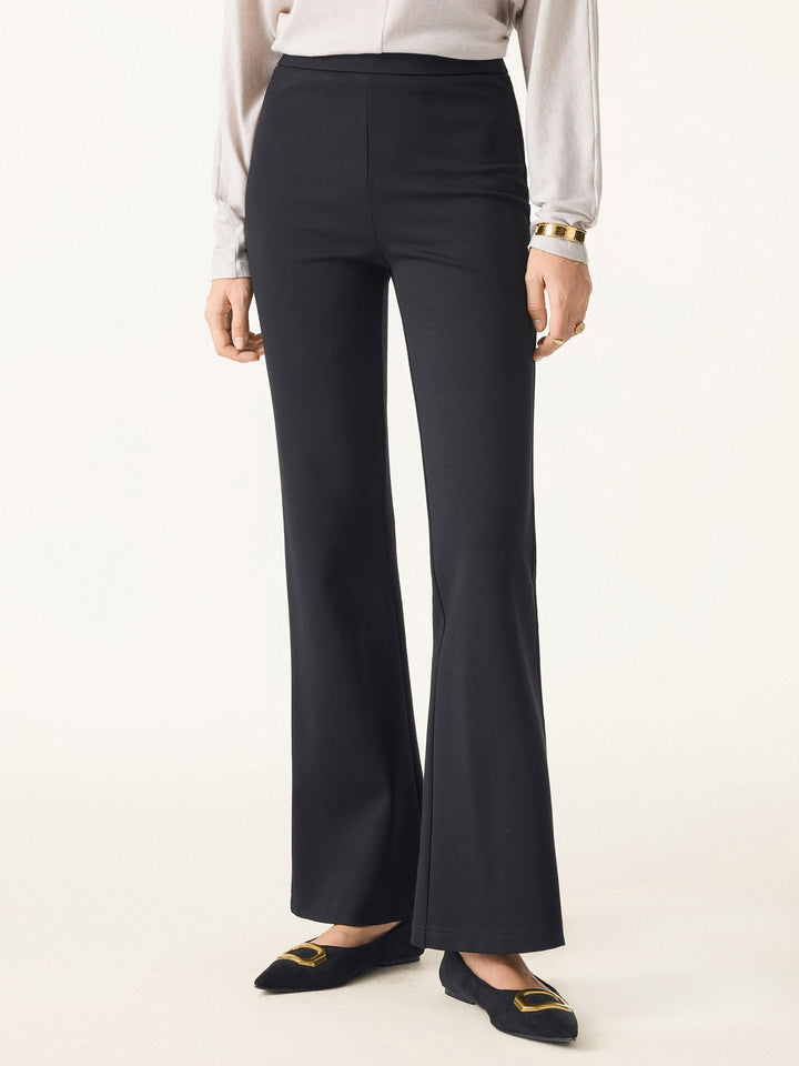 2Pcs Set Shawl Lapel Button Front Blazer & Slimming High Rise Pull-on Flared Pants