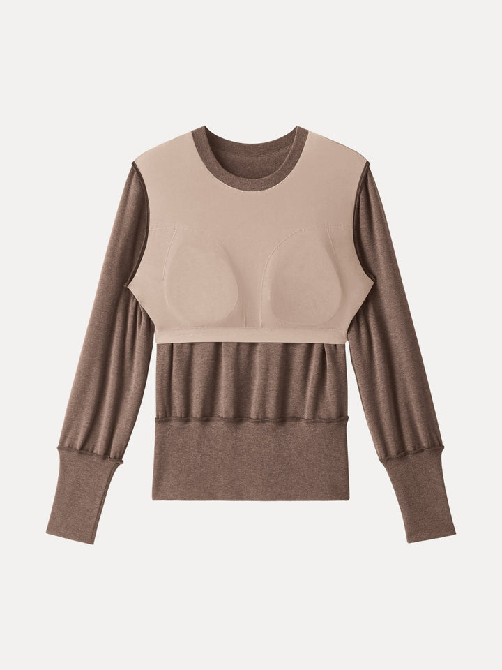 Elevated Crewneck Brushed Brami with Banded Hem