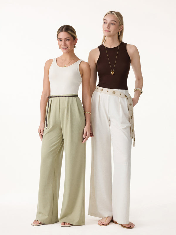 OGLmove Linen-Like Wide Flare Pant with Pockets