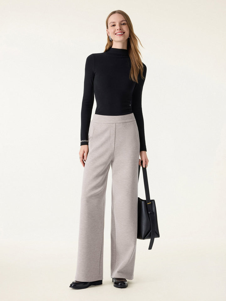 Cozy Warm Mid Rise Straight Leg Pants with Pockets
